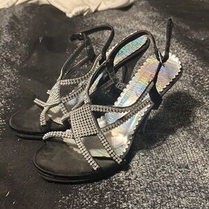 Elegant Black Rhinestone Heels